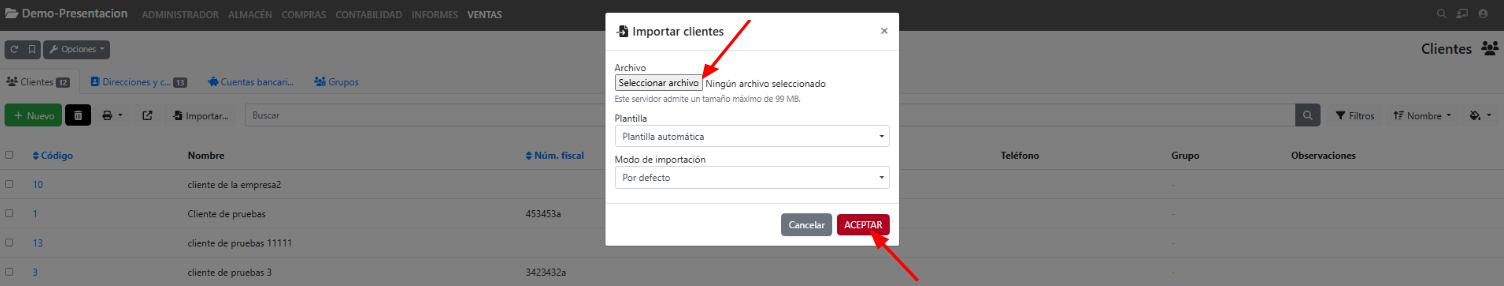 importar clientes
