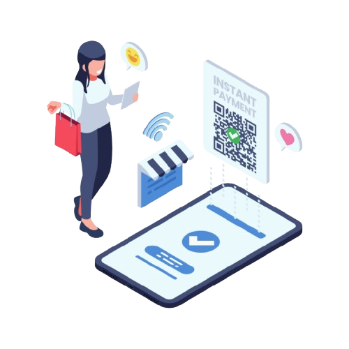 Isometric Happy Customer use QR Payment for Instant Transactions removebg preview